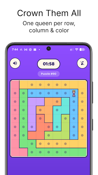 Queens puzzle gameplay screen